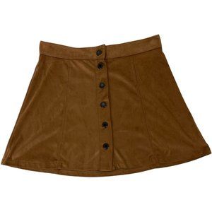 American Eagle Outfitter Womens Skirt Size 2 Brown Camel Faux Suede Button Down